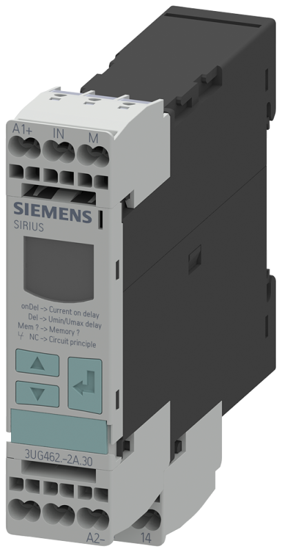 Реле контроля тока электронное 22.5мм от 0.1 до 10А AC/DC превыш. и пониж. 24В AC/DC DC и AC 50 до 60Гц и задержка всплеска 0.1 до 20с гистерезис 0.01 до 0.5А 1 перекидн. контакт с или без лога ошибок Siemens 3UG46222AA30 #1