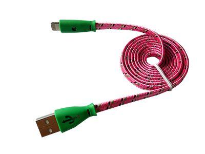 Кабель USB-Lightning для iPhone/nylon/flat/pink/1m/Rexant /светящиеся разъемы Rexant 18-4258 #1
