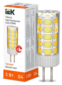 Лампа светодиодная CORN 3Вт капсула 3000К G4 12В керамика IEK LLE-CORN-3-012-30-G4 #1