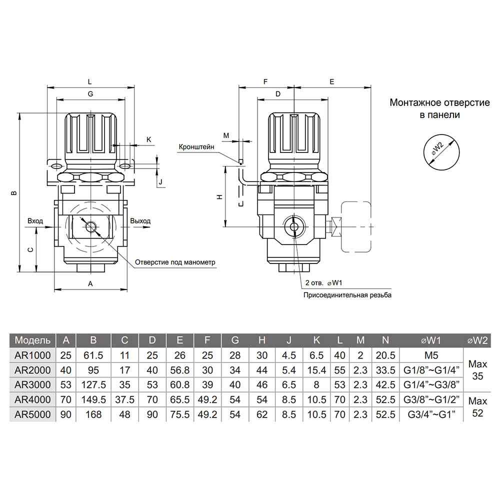 Регулятор давления (клапан редукционный) AR3000-02 G1/4 #2