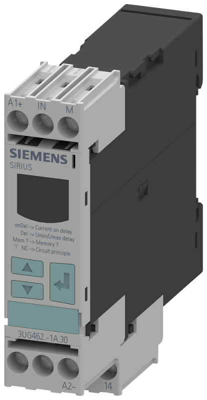 Реле контроля тока электронное 22.5мм от 0.1 до 10А AC/DC превыш. и пониж. 24В AC/DC DC и AC 50 до 60Гц и задержка всплеска 0.1 до 20с гистерезис 0.01 до 0.5А 1 перекидн. контакт с или без лога ошибок винт. клеммы Siemens 3UG46221AA30 #1