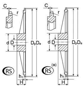 Звездочка со ступицей (чугун) под расточку для цепи: 06B-1, Z=45, 3/8" x 7/32" RS05045 #2