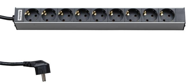 Блок розеток SHT19-9SH-2.5EU для шкафов 19дюйм горизонт. 9 универс. розеток 16А шнур 2.5м Hyperline 26449 #1
