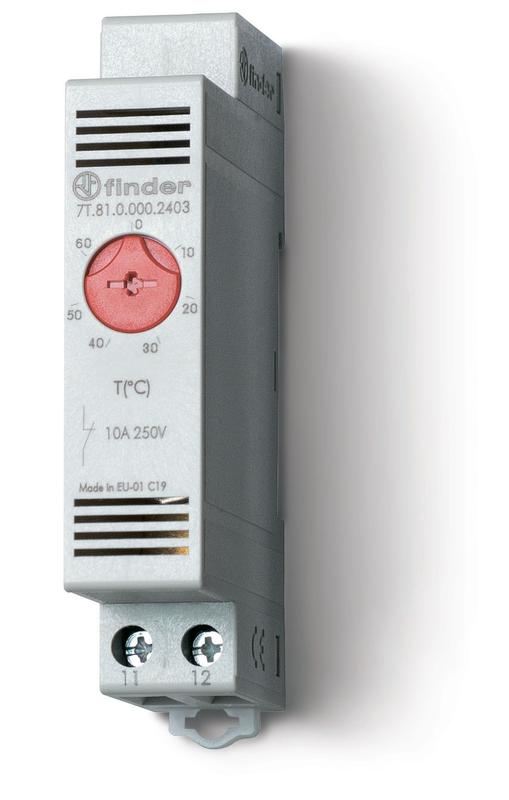 Термостат щитовой для включения обогрева диапазон температур 0… + 60град. С 1NС 10А модульный 17.5мм IP20 FINDER 7T8100002403 #1