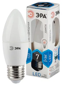 Лампа светодиодная Эра LED B35-7W-840-E27 (диод, свеча, 7Вт, нейтр, E27),