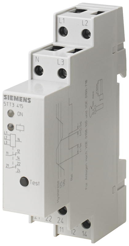 Реле напряжения AC 230/400В 0.85 2 совместный контакт исправлена задержка отклика 0.5с исправлена задержка сброса 60с тестовая кнопка Siemens 5TT3415 #1