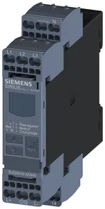 Реле контроля цифровое для 3ф напряжения с нейтральным проводом для IO-Link AC 50-60Гц 3X 160-690В чередование фаз выпадение фазы гистерезис 1-20В время задержки срабатывания 1 перекл. контакт пруж. клеммы Siemens 3UG48162AA40