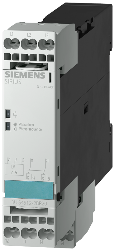 Реле контроля выпадения фазы ичередования фаз 3X 160 до 690В AC 50 до 60Гц 2 перекидных контакта пружинное присоединение Siemens 3UG45122BR20 #1