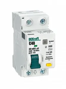 Выключатель автоматический дифференциального тока 2п C 40А 30мА тип AC 4.5кА ДИФ-103 DEKraft 16056DEK