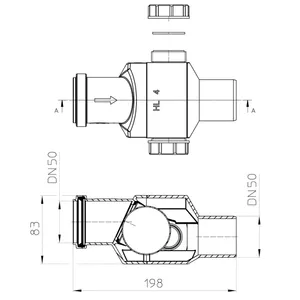 Клапан PP-H обратный канализационный серый Дн 50 б/нап в/к HL 4 #2