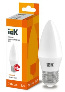 Лампа светодиодная ECO C35 7Вт свеча 3000К E27 230В IEK LLE-C35-7-230-30-E27 #1