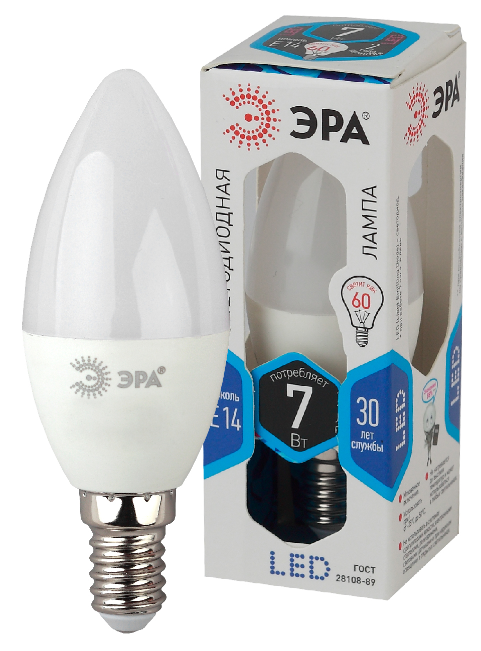 Лампа светодиодная Эра LED B35-7W-840-E14 (диод, свеча, 7Вт, нейтр, E14) #1