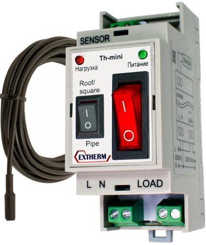 Термостат комбинированный 2 в 1 в комплекте с датчиком температуры для управления системой антиобледенения кровли или обогрева трубопроводов EXTHERM Th-Mini #1