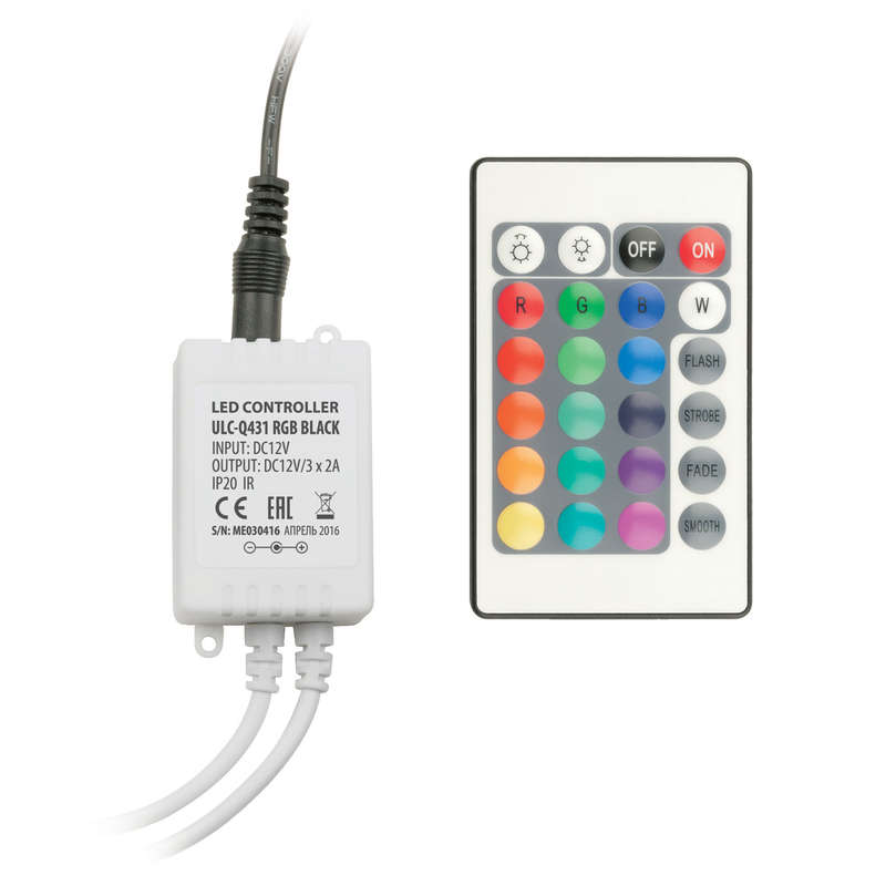 Контроллер ULC-Q431 RGB BLACK для управления светодиод. RGB лентами 12В с пультом ДУ ИК Volpe UL-00001113 #1