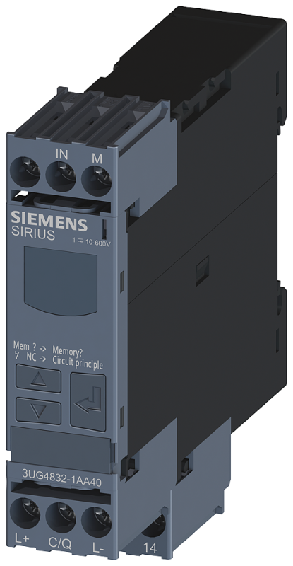 Реле контроля цифровое контроль напряжения 225мм для IO-Link 10-600 В AC/DC повышенное и пониженное напряжение гистерезис 01-300 В время задержки пуска время задержки срабатывания 1 переключающий контакт винтовой зажим Siemens 3UG48321AA40 #1