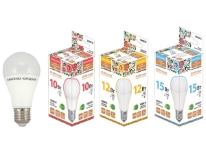 Лампа светодиодная НЛ-LED-A55-10 Вт-230 В-3000 К-Е27, (55х98 мм), Народная #1