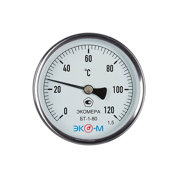 Термометр биметаллический БТ-1-80 120С Дк80 L=60 осевой ЭКОМЕРА #1