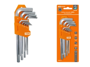 Набор ключей "HEX" 9 шт.: 1.5-10 мм, длинные, (держатель в блистере), CR-V сталь "Алмаз" TDM #1