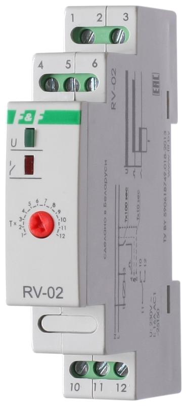 Реле времени RV-02 16А 1..120с 230В 1 перекл. IP20 задержка выключ. монтаж на DIN-рейке F&F EA02.001.008 #1
