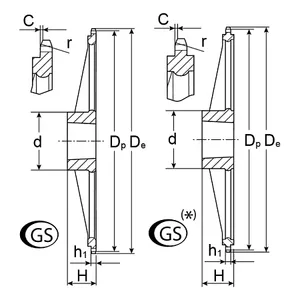 Звездочка со ступицей (чугун) под втулку тапербуш для цепи: 06B-1, Z=45, 3/8" x 7/32" GS05045 #2