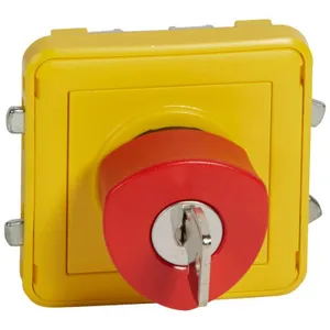 Кнопка аварийного откл. PLEXO с ключом желт. Leg 069548