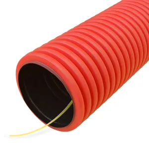 Труба гофрированная двустенная ПНД гибкая тип 450 (SN12) с/з красная д110 (50м/уп) Промрукав