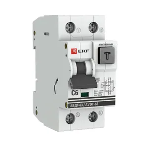 Выключатель автоматический дифференциального тока С 6А 30мА тип А 6кА АВДТ-63 (электрон.) PROxima EKF DA63-6-30e #1