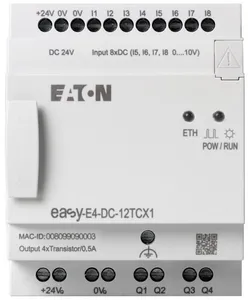 Реле программируемое EASY-E4-UC-12RCX1 12/24В DC 24V AC цифровые 8 DI (4 могут использоваться как как аналог.) 4DO реле 8А часы реального времени Ethernet RJ45 EATON 197214