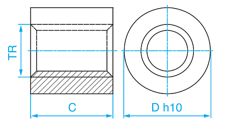 Гайка трапецеидальная (сталь) d=10 мм, шаг резьбы 2 мм (прав. резьба), KSM 10-2-D #2