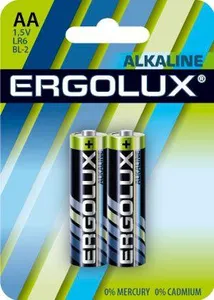 Элемент питания алкалиновый AA/LR6 1.5В Alkaline BL-2 (блист.2шт) Ergolux 11747 #1