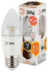 Лампа светодиодная Эра LED B35-7W-827-E27-Clear (диод,свеча,7Вт,тепл, E27) #1