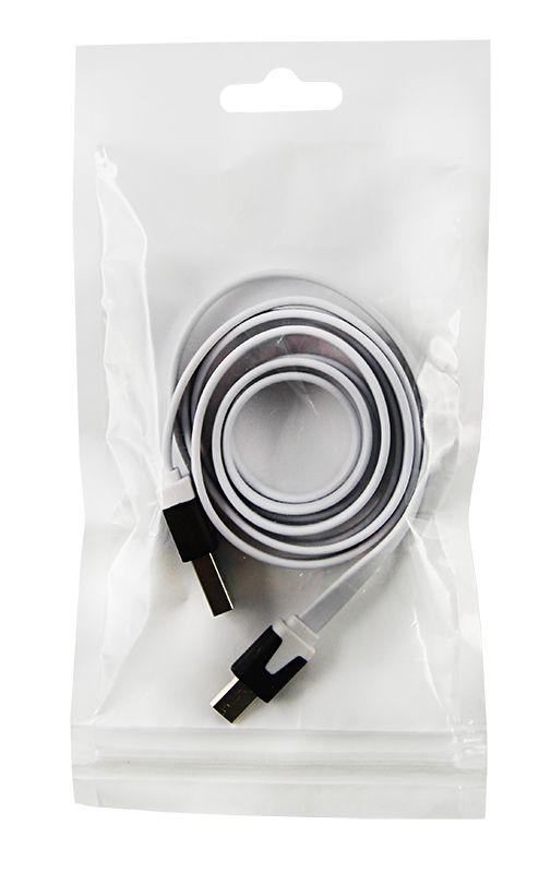 Кабель USB универс. microUSB шнур плоский (1м) бел. Rexant 18-4274 #1