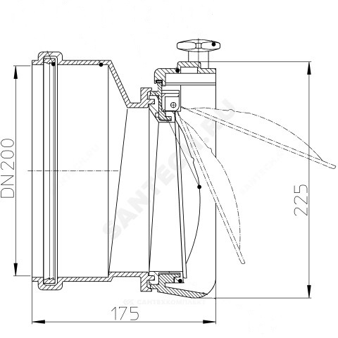 Клапан обратный канализационный коричневый Дн 200 б/нап с заслонкой из нерж стали, монтажным лючком HL 720 #3
