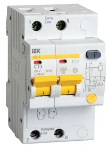 Выключатель автоматический дифференциального тока 2п C 10А 30мА тип AC 4.5кА АД-12 IEK MAD10-2-010-C-030 #1