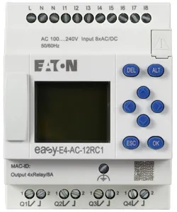 Реле программируемое EASY-E4-AC-12RC1 100/240В AC/DC цифровые 8 DI 4DO реле 8А дисплей+клавиатура часы реального времени Ethernet RJ45 EATON 197215