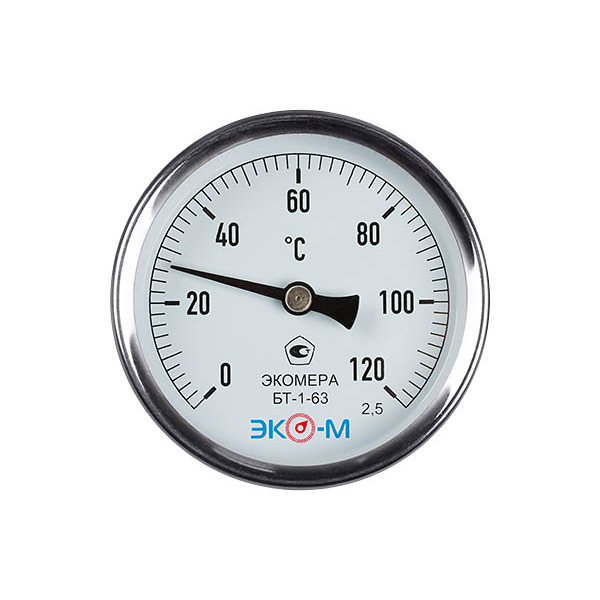 Термометр биметаллический БТ-1-63 120С Дк63 L=100 осевой ЭКОМЕРА #1