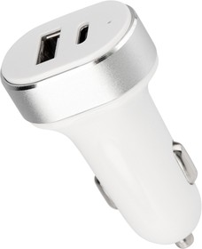 Автозарядка в прикуриватель АЗУ USB-A+USB-C 3.1А бел. Rexant 18-2227 #1