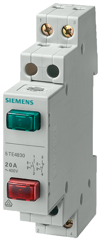 Выключатель кнопочный 20А 1NС/1NO d=70мм 2 кнопки красн. и зел. Siemens 5TE4830 #1