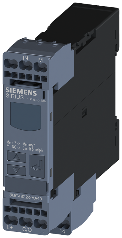 Реле контроля цифровое контроль тока 225мм для IO-Link 0.05-100 A AC/DC повыш. и пониж. ток гистерезис 0.01-50А время задержки пуска время задержки срабатывания 1 перекл. контакт пруж. клеммы Siemens 3UG48222AA40 #1