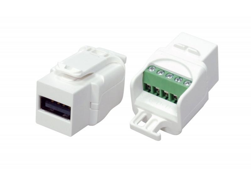 Вставка KJ1-USB-A2-SCRW-WH формата Keystone Jack USB 2.0 (Type A) под винт ROHS бел. Hyperline 251290 #1