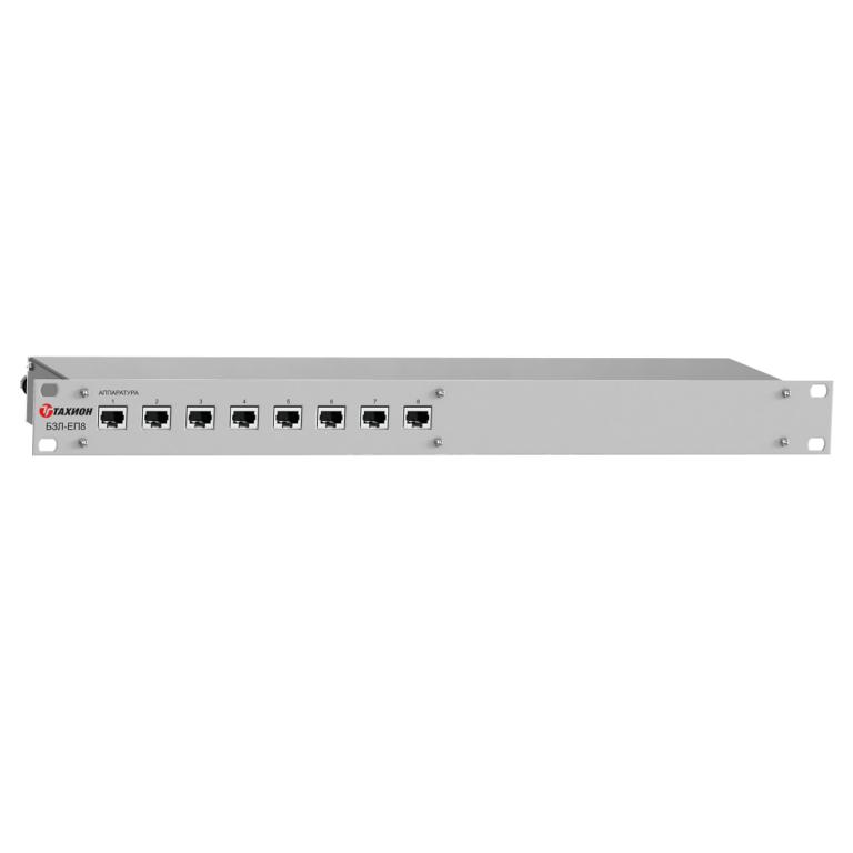 Блок защиты 8-ми информационных портов Ethernet с питанием PoE со схемой питания по варианту А или по варианту В стандарта IEEE 802.3at БЗЛ-ЕП8 Тахион 20102 #1