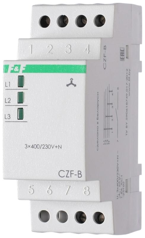 Реле контроля фаз CZF-B (3х400/230+N 8А 1перекл. IP20 монтаж на DIN-рейке) F&F EA04.001.002 #1