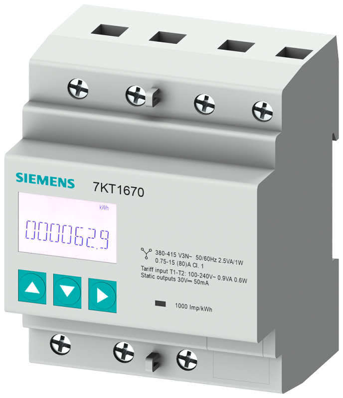 Инструмент измерительный 3ф ENTRON 7KT PAC1600 LCD L-L: 400В L-N: 230В 80А DIN-рейка Modbus RTU/ASCII Siemens 7KT1665 #1