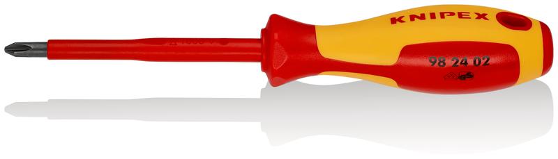 Отвертка крестовая PH2 VDE 1000В длина лезвия 100мм L-212мм диэлектрическая 2-компонентная рукоятка Knipex KN-982402 #1