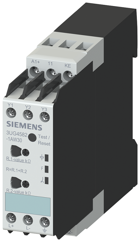 Реле контроля изоляции для незаземленных сетей (it) до 250 в AC 15-400Гц и до 300 в DC диапазон измерений 1-100 ком управляющее напряжение AC/DC 24-240В 22.5мм 1п контакт винтовые клеммы Siemens 3UG45821AW30 #1