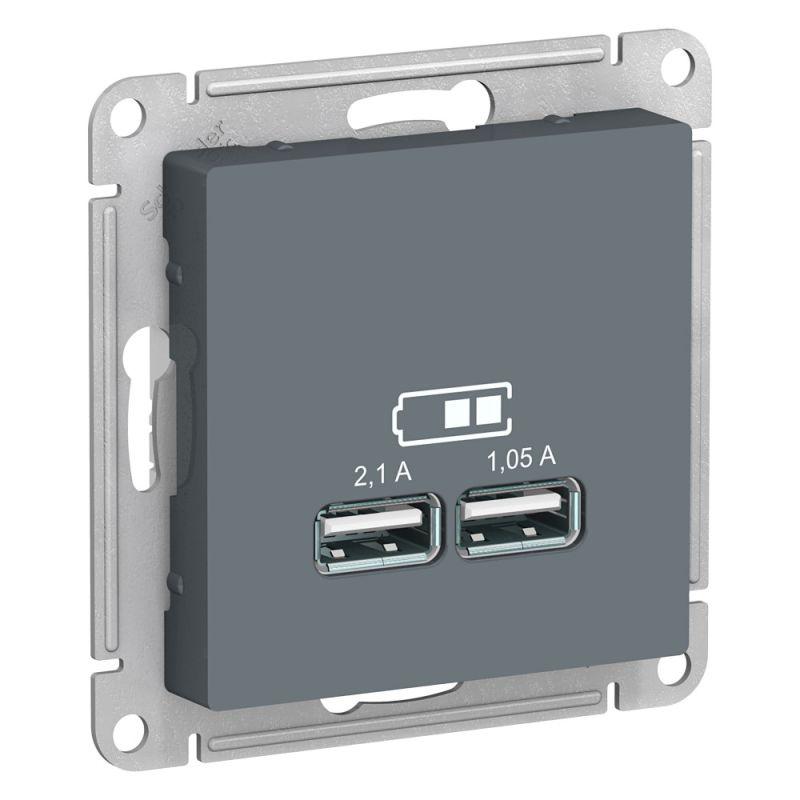 Розетка USB AtlasDesign тип A+A 5В 1х2.1А 2х1.05А механизм грифель SE ATN000733 #1