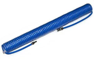Пневмотрубка спиральная полиуретановая PU95 12х8 мм L 15 м (10 атм, голубая) Китай  #1