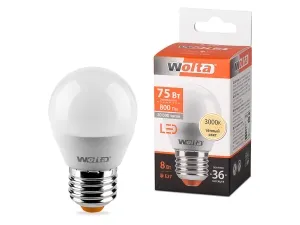 Лампа LED WOLTA G45 8Вт 800Лм Е27 3000К   1/50 #1