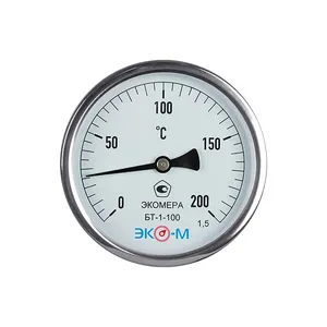 Термометр биметаллический БТ-1-100 200С Дк100 L=60 осевой ЭКОМЕРА