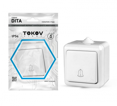 Кнопка звонка ОП Dita IP54 10А 250В бел. TOKOV LIGHT TKL-DT-DB-C01-IP54 #1